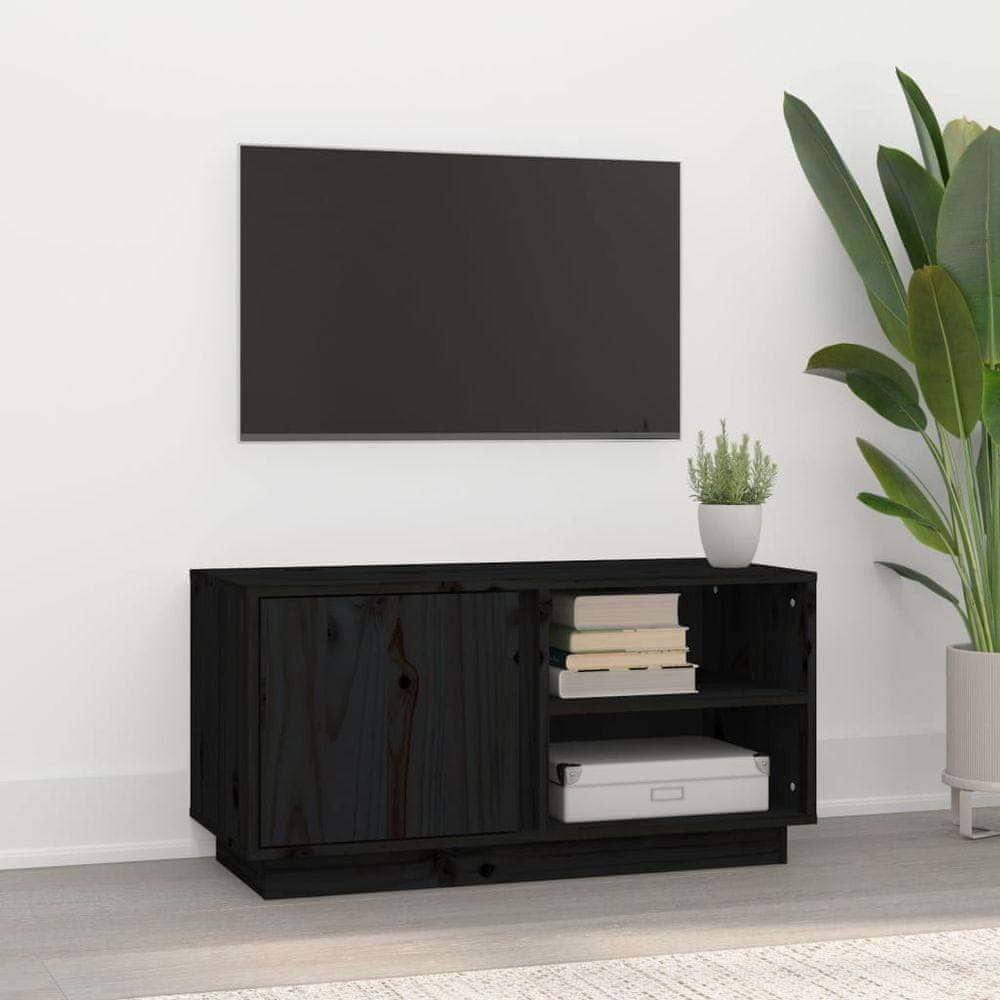 Vidaxl TV skrinka čierna 80x35x40,5 cm masívna borovica